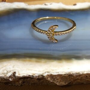 Moon Ring with Cubic Zirconia.